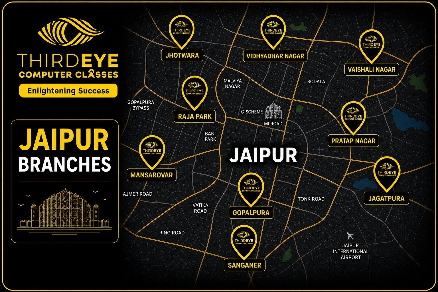 Thirdeye Computer Classes Branches in Jaipur Map